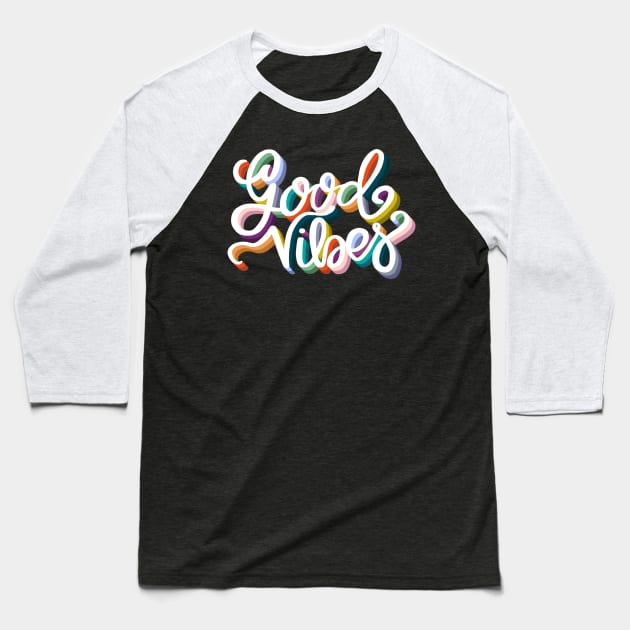 Good Vibes Lettering Baseball T-Shirt by Adria Adams Co.